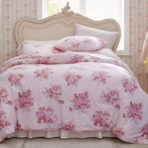 Rachel Aswell Shabby Duvet Shams NIP Blush Bouquet